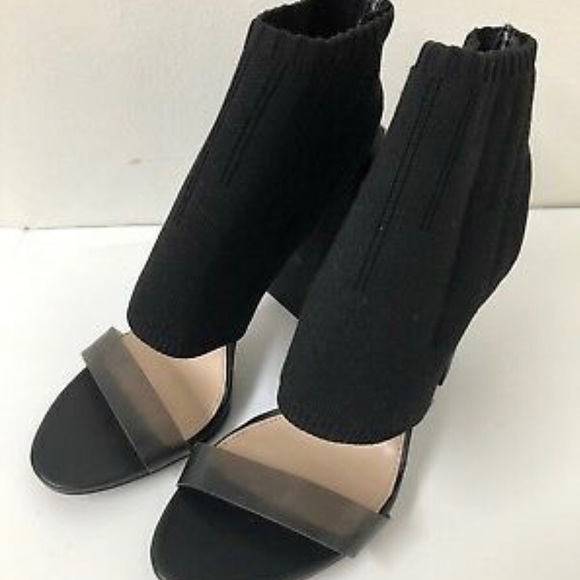 ZARA Black Peep Toe Chunky Heel Sandals - NEW - Picture 2 of 7